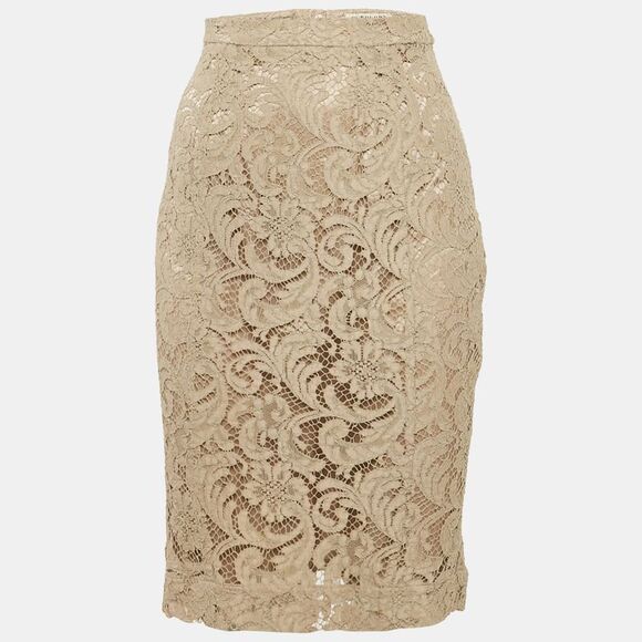 Burberry Beige Lace Knee-Length Skirt S